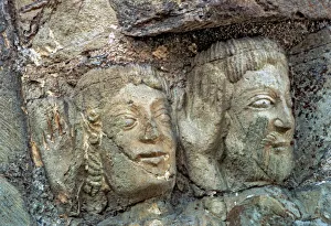 Church of Santiago in Villafranca del Bierzo (Leon), detail of a capital of the front door Church of Santiago in Villafranca del Bierzo (Leon), detail of a capital of the front door