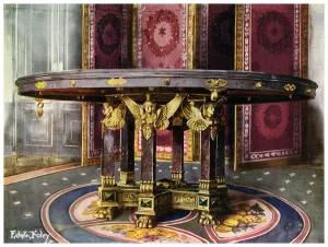 Circular table and folding screen, 1911-1912.Artist: Edwin Foley Circular table and folding screen, 1911-1912.Artist: Edwin Foley