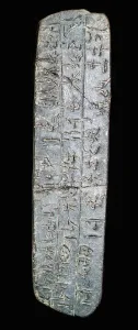 Clay tablet with linear B script, 15th century BC Clay tablet with linear B script, 15th century BC
