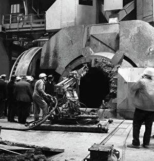 Cleaning a Kaldo furnace, Park Gate Iron & Steel Co, Rotherham, South Yorkshire, 1964 Cleaning a Kaldo furnace, Park Gate Iron & Steel Co, Rotherham, South Yorkshire, 1964