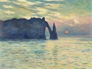 Monet Gallery: The Cliff, Etretat, Sunset, 1882-1883