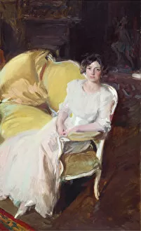 Sorolla Y Bastida Gallery: Clotilde Sitting on a Sofa, 1910. Creator: Sorolla y Bastida, Joaquin (1863-1923)