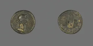 Coin Depicting Bust of Dionysos, 3rd century CE. Creator: Unknown Coin Depicting Bust of Dionysos, 3rd century CE. Creator: Unknown