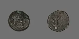 Archaeological Site of Cyrene Collection: Coin Depicting the God Zeus Ammon, 247-221 BCE. Creator: Unknown