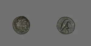 Coin Depicting the Hero Herakles, 381-369 BCE, issued by Amyntas III. Creator: Unknown Coin Depicting the Hero Herakles, 381-369 BCE, issued by Amyntas III. Creator: Unknown