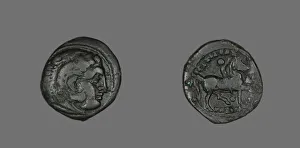 Coin Portraying Alexander the Great as the Hero Herakles, 306-297 BCE. Creator: Unknown Coin Portraying Alexander the Great as the Hero Herakles, 306-297 BCE. Creator: Unknown