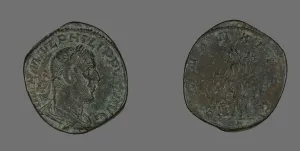 Coin Portraying Philip the Arab, 244-249. Creator: Unknown Coin Portraying Philip the Arab, 244-249. Creator: Unknown