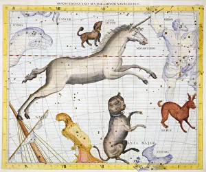 Constellations of Monoceros, Canis Major and Canis Minor, 1729 Constellations of Monoceros, Canis Major and Canis Minor, 1729