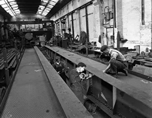 Constructing an overhead crane, Wombwell Foundry, near Barnsley, South Yorkshire, 1963 Constructing an overhead crane, Wombwell Foundry, near Barnsley, South Yorkshire, 1963