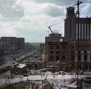 The construction of the main building of Moscow State University on Lenin Hills Artist The construction of the main building of Moscow State University on Lenin Hills Artist