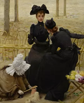 Attire Collection: Conversation in the Jardin du Luxembourg, 1892. Artist: Corcos, Vittorio Matteo (1859-1933)