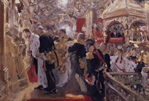 Fin De Siecle Gallery: The Coronation of Emperor Nicholas II in the Assumption Cathedral, 1896. Artist: Serov