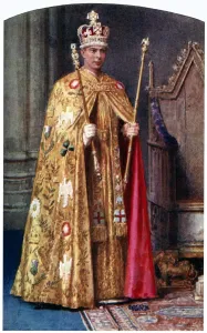 Fortunino Matania Prints: George VI in Coronation Robes Print, 1937