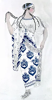 Costume design for Ida Rubinstein as Helen in the ballet Helen of Sparta, 1912. Artist: Leon Bakst Costume design for Ida Rubinstein as Helen in the ballet Helen of Sparta, 1912. Artist: Leon Bakst