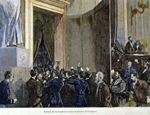 Images Dated 23rd December 2014: Coup d etat, entry of the troops of General Pavia in Congress, Manuel Pavia (1827-1895)