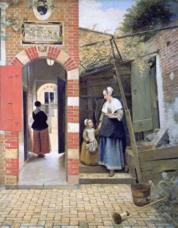 Courtyard of a house in Delft, 1658. Artist: Pieter de Hooch Courtyard of a house in Delft, 1658. Artist: Pieter de Hooch