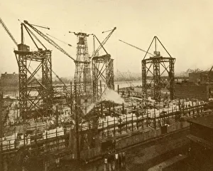 British Civil Engineering History Prints: Cranes at Work on the London County Hall, c1930. Creator: Holland & Hannen