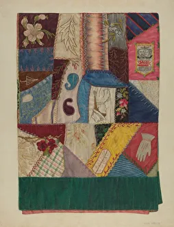 Crazy Quilt (Section of), c. 1939. Creator: Mina Greene Crazy Quilt (Section of), c. 1939. Creator: Mina Greene
