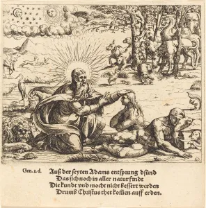 Creation of Eve, 1547. Creator: Augustin Hirschvogel Creation of Eve, 1547. Creator: Augustin Hirschvogel