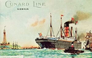 Merseyside Gallery: Cunard Line - Ivernia, off New Brighton, c1910. Creator: Unknown