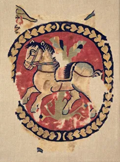 Curtain Fragment with Galloping Horse, 500s. Creator: Unknown Curtain Fragment with Galloping Horse, 500s. Creator: Unknown