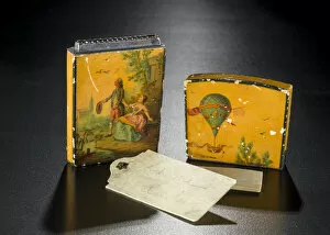 Gas Balloon Gallery: Dance card case and ivory cards, late 18th century. Creator: Unknown