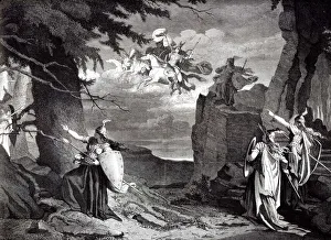 Das Rheingold by Richard Wagner. The Valkyries rock. Illustration to the premiere, 1869 Das Rheingold by Richard Wagner. The Valkyries rock. Illustration to the premiere, 1869