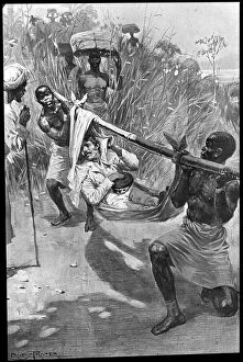 Livingstone Collection: David Livingstone being carried on a makeshift stretcher through the jungle