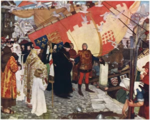 The Departure of John and Sebastian Cabot from Bristol in 1497, c1900-1930Artist: Ernest Board