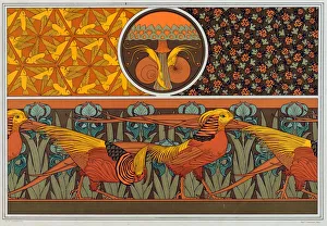 Designs for wallpaper border and fabric: Birds ; Ladybirds and Maiden Hair Fern" Designs for wallpaper border and fabric: Birds ; Ladybirds and Maiden Hair Fern"