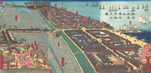 Detailed Print of Yokohama Hon-cho and the Miyozaki Pleasure Quarter, 4th month. 1860 Detailed Print of Yokohama Hon-cho and the Miyozaki Pleasure Quarter, 4th month. 1860