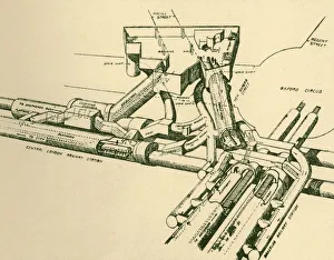 London Underground History Prints: Diagram of New Tube Station at Oxford Circus, 1930. Creator: Unknown
