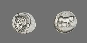 Didrachm (Coin) Depicting the Goddess Athena, 400-335 BCE. Creator: Unknown Didrachm (Coin) Depicting the Goddess Athena, 400-335 BCE. Creator: Unknown