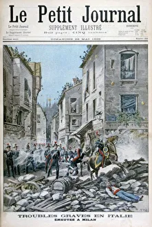 Serious disorders and rioting in Milan, Italy, 1898. Artist: Henri Meyer Serious disorders and rioting in Milan, Italy, 1898. Artist: Henri Meyer