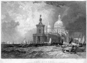The Dogana, Venice, Italy, 19th century.Artist: E Goodall The Dogana, Venice, Italy, 19th century.Artist: E Goodall