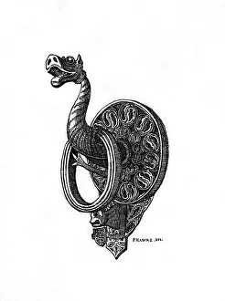 Doorknocker, late 14th century, (1843).Artist: Henry Shaw Doorknocker, late 14th century, (1843).Artist: Henry Shaw