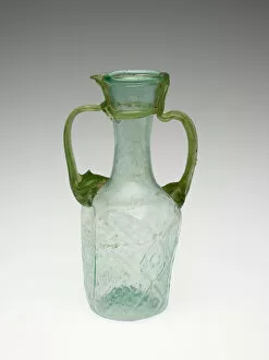 Blown Glass Gallery: Double-Handled Bottle, 6th century. Creator: Unknown