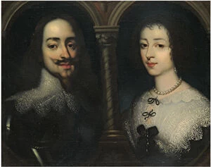 King Charles I Collection: Double portrait of King Charles I and Queen Henrietta Maria. Artist: Dyck, Sir Anthony van