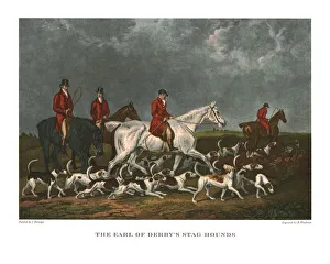 The Earl of Derbys Stag Hounds, early 19th century, (c1955). Creator: Unknown The Earl of Derbys Stag Hounds, early 19th century, (c1955). Creator: Unknown