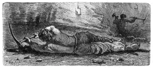 Early 19th century coal miner working a narrow seam, c1868 Early 19th century coal miner working a narrow seam, c1868