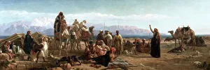 Early morning in the wilderness of Shur, 1860. Artist: Frederick Goodall Early morning in the wilderness of Shur, 1860. Artist: Frederick Goodall