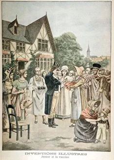 Edward Jenner (1749-1823) English physician, vaccinating child with Cowpox serum, 1901 Edward Jenner (1749-1823) English physician, vaccinating child with Cowpox serum, 1901