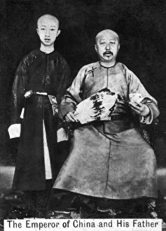 Images Dated 15th September 2007: The Emperor of China and his father, 20th century. Artist: Ogdens Guinea Gold Cigarettes