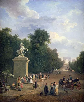 The Entrance to the Champs-Elysees, c1804-1836. Artist: Eustache Francois Duval The Entrance to the Champs-Elysees, c1804-1836. Artist: Eustache Francois Duval