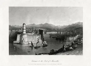 Entrance to the Port of Marseilles, France, 1875. Artist: A Willmore Entrance to the Port of Marseilles, France, 1875. Artist: A Willmore