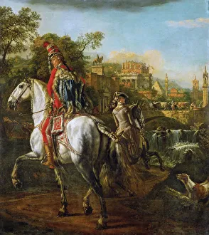 Equestrian Portrait of a Hussar Officer, 1773. Artist: Bellotto, Bernardo (1720-1780) Equestrian Portrait of a Hussar Officer, 1773. Artist: Bellotto, Bernardo (1720-1780)
