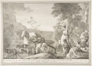 Esau and his family parting ways with Jacob (Esau con le mogli figli e sostanze si sepa Esau and his family parting ways with Jacob (Esau con le mogli figli e sostanze si sepa