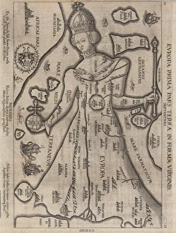 Europa Prima Pars Terrae in Forma Virginis (Europe in the Shape of a Queen), 1581 Europa Prima Pars Terrae in Forma Virginis (Europe in the Shape of a Queen), 1581