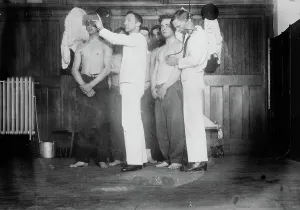 Examining new Navy Recruits Print, c1910-1915
