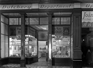 Exterior of the Butchery Department, Barnsley Co-op, South Yorkshire, 1956. Artist Exterior of the Butchery Department, Barnsley Co-op, South Yorkshire, 1956. Artist
